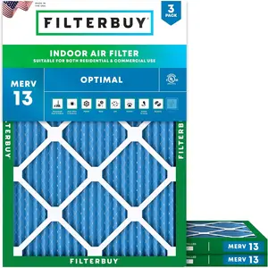 Filterbuy 19x20x1 Air Filter (3-Pack), Pleated MERV 13 Optimal Defense HVAC AC Furnace Air Filters (Actual Size: 19.00 x 20.00 x 1.00 Inches)