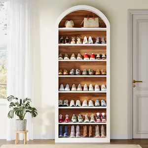 Tribesigns 79.5" White Arched Bookshelf, Modern Tall Arched Bookcase with Storage Shelves, 8-Tier Floor Standing Open Display Shelving Unit for Living Room, Bedroom, Home Office (White)