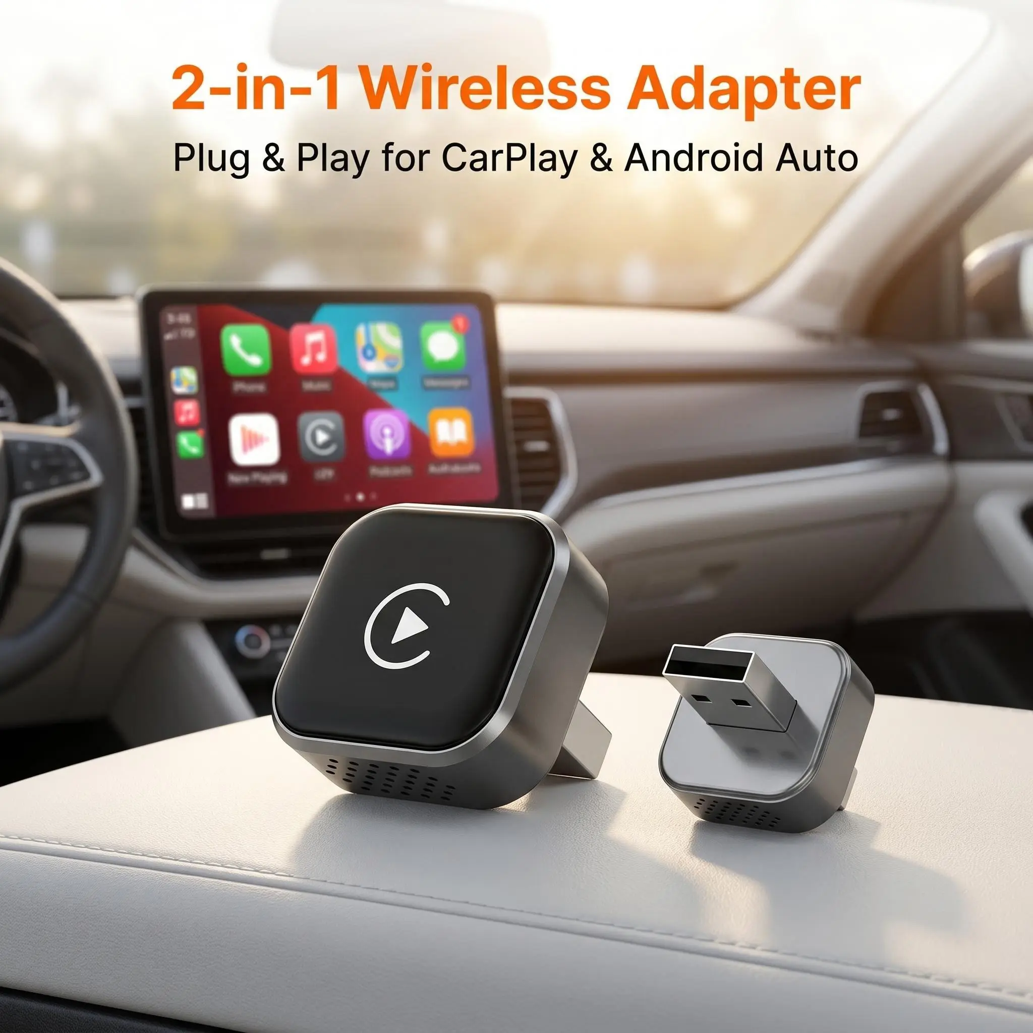 2026 Latest Wireless CarPlay & Android Auto Adapter, Plug & Play Carplay Wireless Dongle for iPhone/Android, 5G Fast Auto-Connect No Lag Car Kit for 2016+ Vehicles