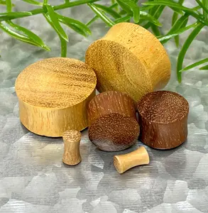 PAIR of Stunning Organic Golden Jackfruit Wood Plugs - Gauges 8g (3.2mm) thru 15/16" (24mm)