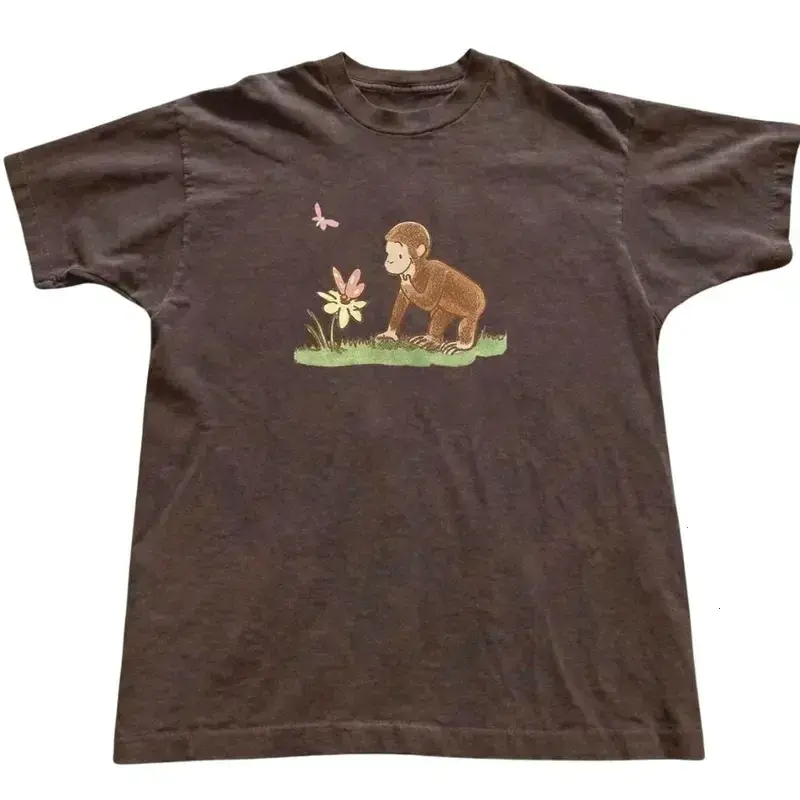 The Monkey Butterfly Flower Cute Nature T-Shirt, Cotton Unisex Shirt, Crew Neck, Menswear Top, Womenswear Top Underwear Streetwear