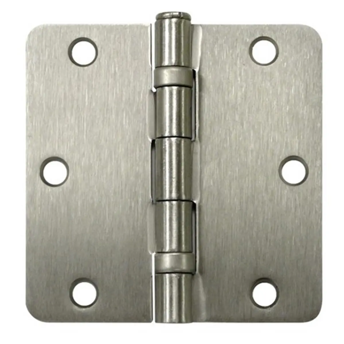 Deltana Radius Ball Bearing Door Hinge, 3.5x3.5x0.25 in Satin Nickel Steel, Pack of 2, Weatherproof Door Hardware with Wood Screws