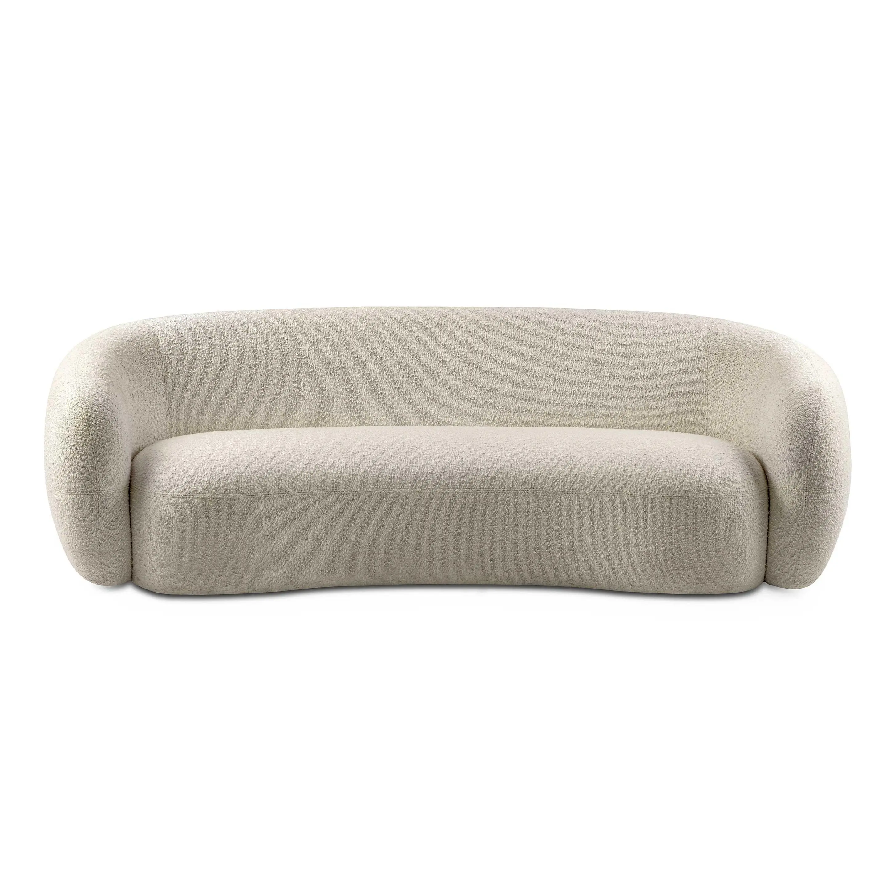 Sherri 89-in Sturdy Boucle Performance Polyester Blend Sofa - Boucle Furniture, Comfy Couch, Midcentury Modern Affordable Family Indoor Vanilla Cream Sofa for Hosting Guests