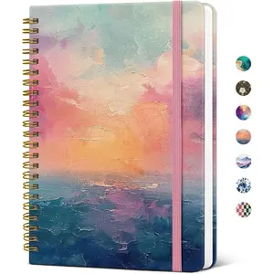Lined Spiral Notebook Journal for Women A5(5.8" × 8.3"), Cute Hardcover Notebook for Work, School & Note Taking, Pretty College Ruled Journal for Writing, 140 Pages, Sunset