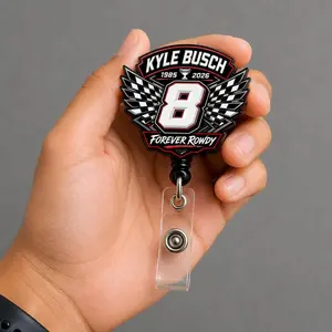 Memorial Kyle Busch Badge Reel, Tribute Racing Fan Memorial ID Holder, Trending Badge Reel