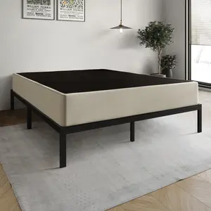 Favorer Warren 8" Metal Box Spring / Bed Foundation - Warm Gray/Black, Durable Metal Construction