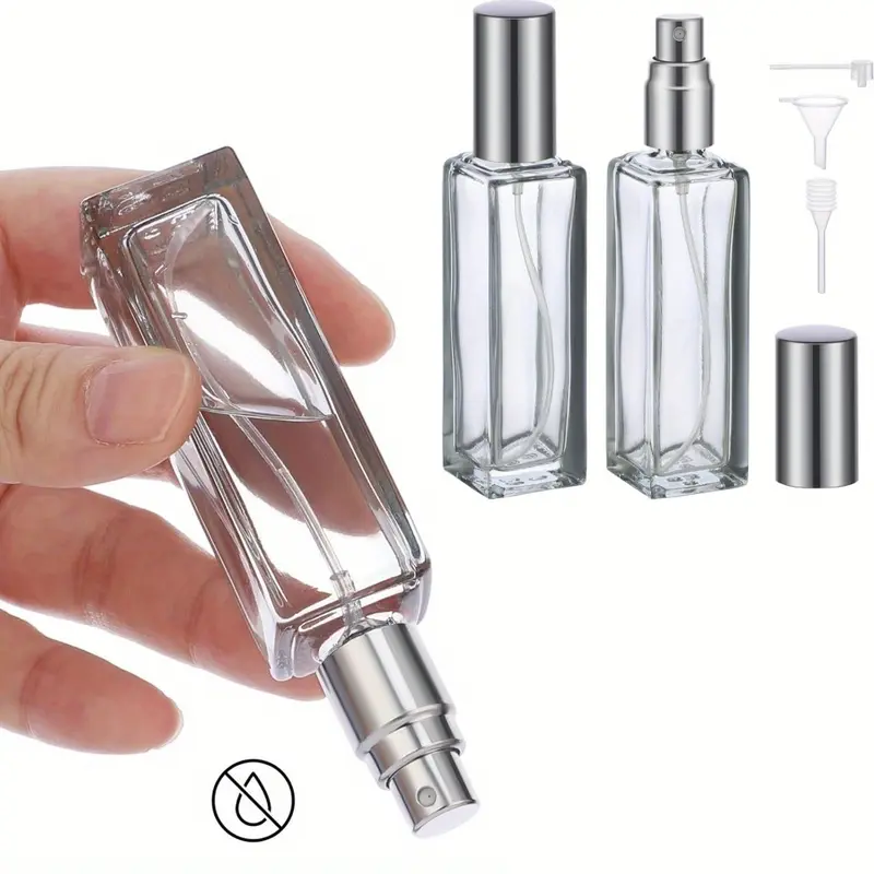 2PCS Mini Refillable Glass Spray Bottle Set, 3 Accessories, Including Funnel, Water Drip, Pump, Perfume Fine Atomizer