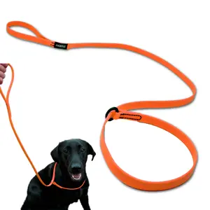 DogBone Slip Lead for Small, Medium, & Large Dogs – No Pull Lasso Style Leash & Collar for Control During Training - Waterproof & Chew Resistant Biothane Alternative - Great Size for Hiking & Travel