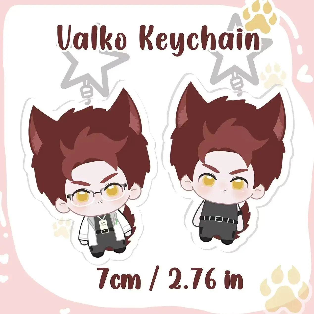 Valko Acrylic Holographic keychains Love and Deepspace | Red Wolf Ears Chibi Charms Fan merch