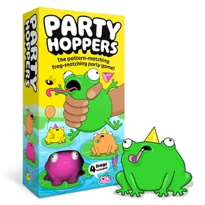 Lucky Egg Party Hoppers – Fast-Paced Pattern Matching Frog Snatching Party Game, Fun Family Game for Kids & Adults Ages 8+, 2+ Players, Includes 4 Plastic Frogs, 1 Gameboard, and 100 Cards