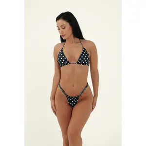 Lucy Polka Dot Bikini Set High Side Bottoms with Adjustable Coverage and Good Stretch Fully Lined Bikini Set
