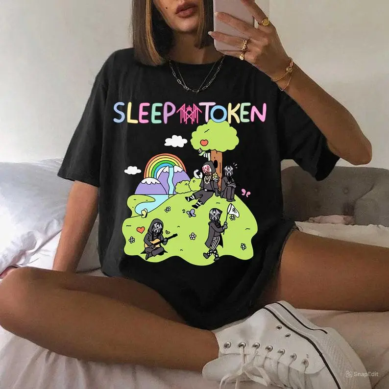 Sleep Token C0wboy Rider Shirt Cute Rainbow T-Shirt Casual Cotton
