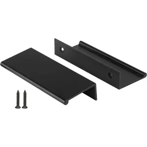 10 Pack Black Cabinet Pulls 3 Inch Aluminum Alloy Edge Finger Pull Dresser Drawer Kitchen Handles