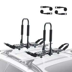 VEVOR Kayak Roof Rack 1 Pair J-Bar, TikTokShopBlackFriday, Soft Roof Rack, Top Mount Tie Down, Carrier for kayak, Surf Board, Canoe, SUP, Ski Board, Mount on Car, SUV, Truck, 2 Kayaks