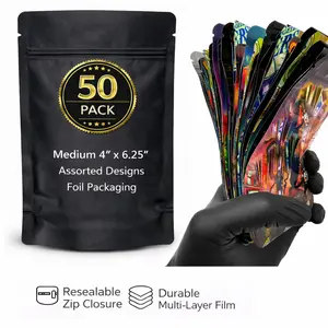 50 Pack Medium 4” x 6.25” Assorted Designs Foil Packaging