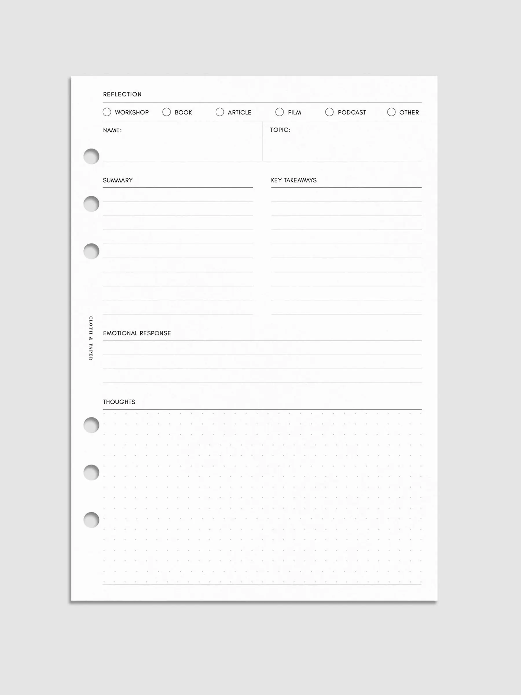 Experience Reflection Planner Inserts Experience Reflection Planner Inserts