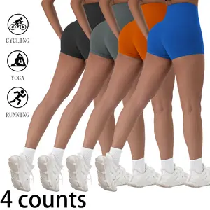 High Waist Workout Shorts 4 Pack – Women's Yoga Cycling Running Gym Active Shorts
