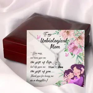 To My Unbiological Mom Gift, Mother's Day Gift Necklace, Mother Daughter Gift,  Gift for Bonus Mom, Stepmom, Unbiological Mom Birthday Gift, Christmas Gift gift idea, Birthday Gift Box, New Year Gift. To my Family, Friend Message Card Necklace. Gift