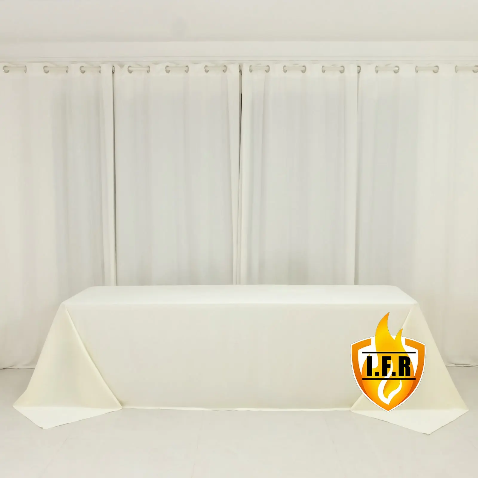 Fire Retardant 90"x156" Rectangle Scuba Polyester Tablecloth – Ivory, Wrinkle Free, Stain Resistant, Seamless Table Cover