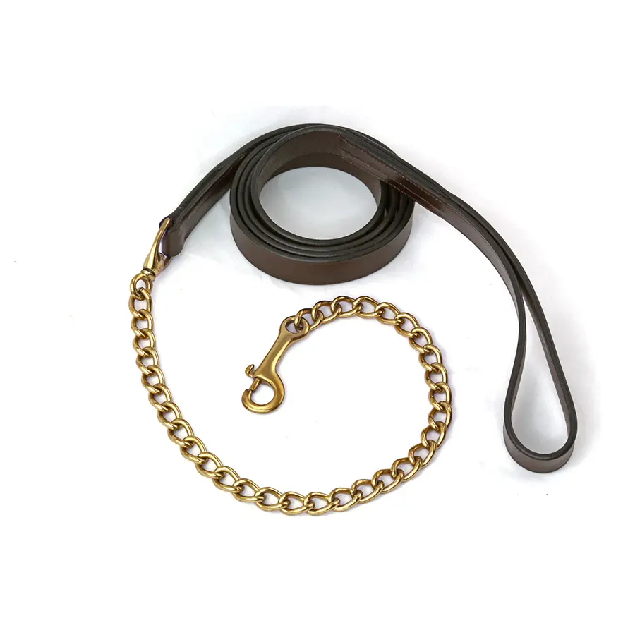 Leather Show Shank with Brass Stud Chain