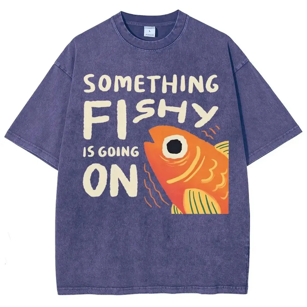Comfort Colors Something Fishy Is Going On Funny Fish Pun Graphic Shirt, Streetwear Outfits Men Vacation Outfits, Vintage Tee 90s Shirts Funny Graphic, Unisex Fitted Short Sleeve Tee, Classic Streetwear