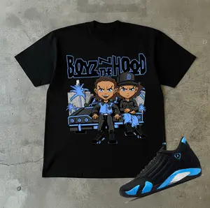 Boyz N The Hood Shirt To Match 14 Black And University Blue, Shirt To Match Sneaker Back White Color