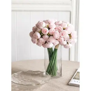 1 Bunch/2 Bunches Silk Peony Bouquet Pink Artificial Rose Flower 27 Stems Artificial Peonies Flower For Home Wedding Party Centerpieces Arrangements Bridal Shower Decorations, Valentine Day, Gift Gifts Birthday Graduation