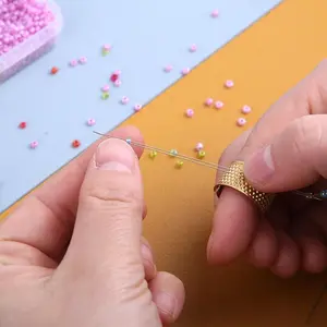 34 pcs bead needles center opening curved bead needles Set with straight beaded needles needle threader ferrule