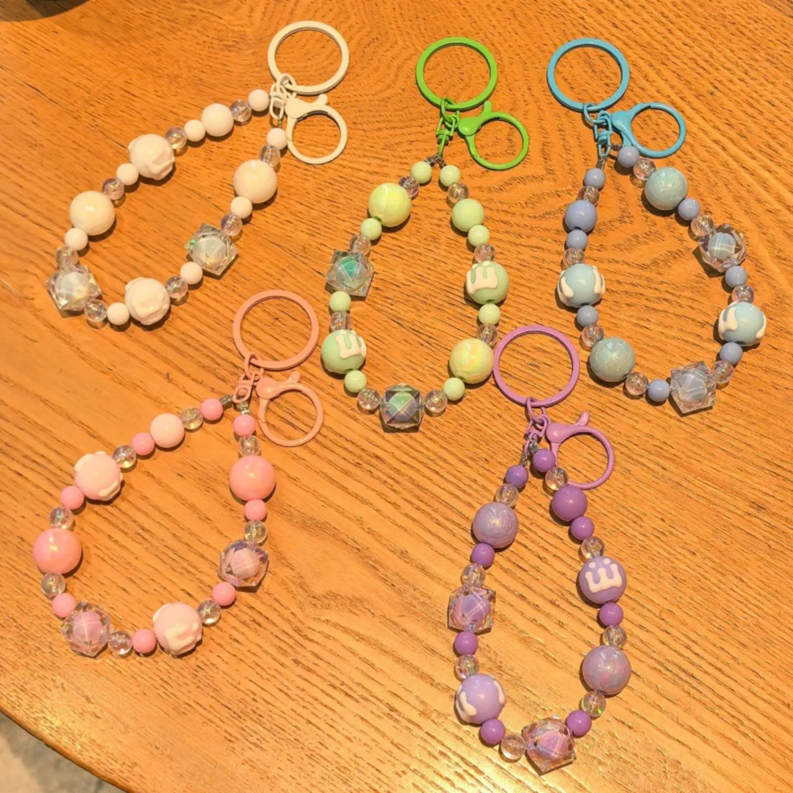 Fresh-Style Candy-Colored Beaded Keychain, DIY Phone Charm and Decorative Accessory for Bags and Cases