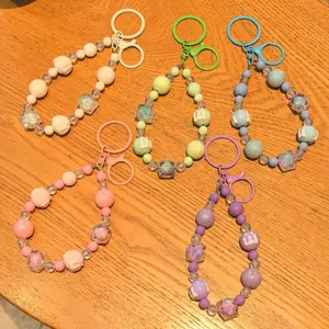 Creative & Fresh-Style Candy-Colored Beaded Keychain — DIY Decorative Charm, Phone Case Accessory, and Hanging Ornament