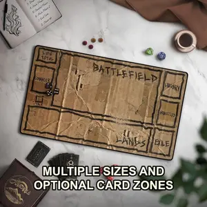 Homeless Man's TCG Playmat V2, Funny Play Mat With Optional EDH Zones, Stitched Edge Game Mat1