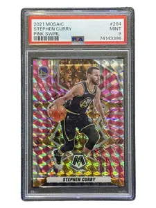 Graded Sports Trading Card Single - PSA 9 - 2021 Panini Mosaic - Stephen Curry #284 - 3/11 Pink Swirl