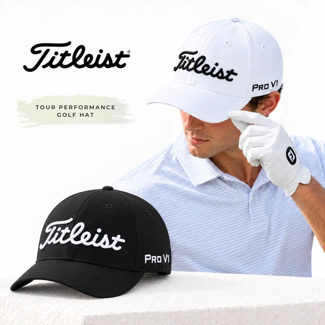 Titleist Tour Performance Golf Cap for Men & Women, Lightweight Stretch Sports Hat with Structured Front Panel, Curved Bill, Moisture-Wicking Sweatband & UPF 50+ Sun Protection, Adjustable Fit for Golf, Outdoor Sports & Everyday Wear