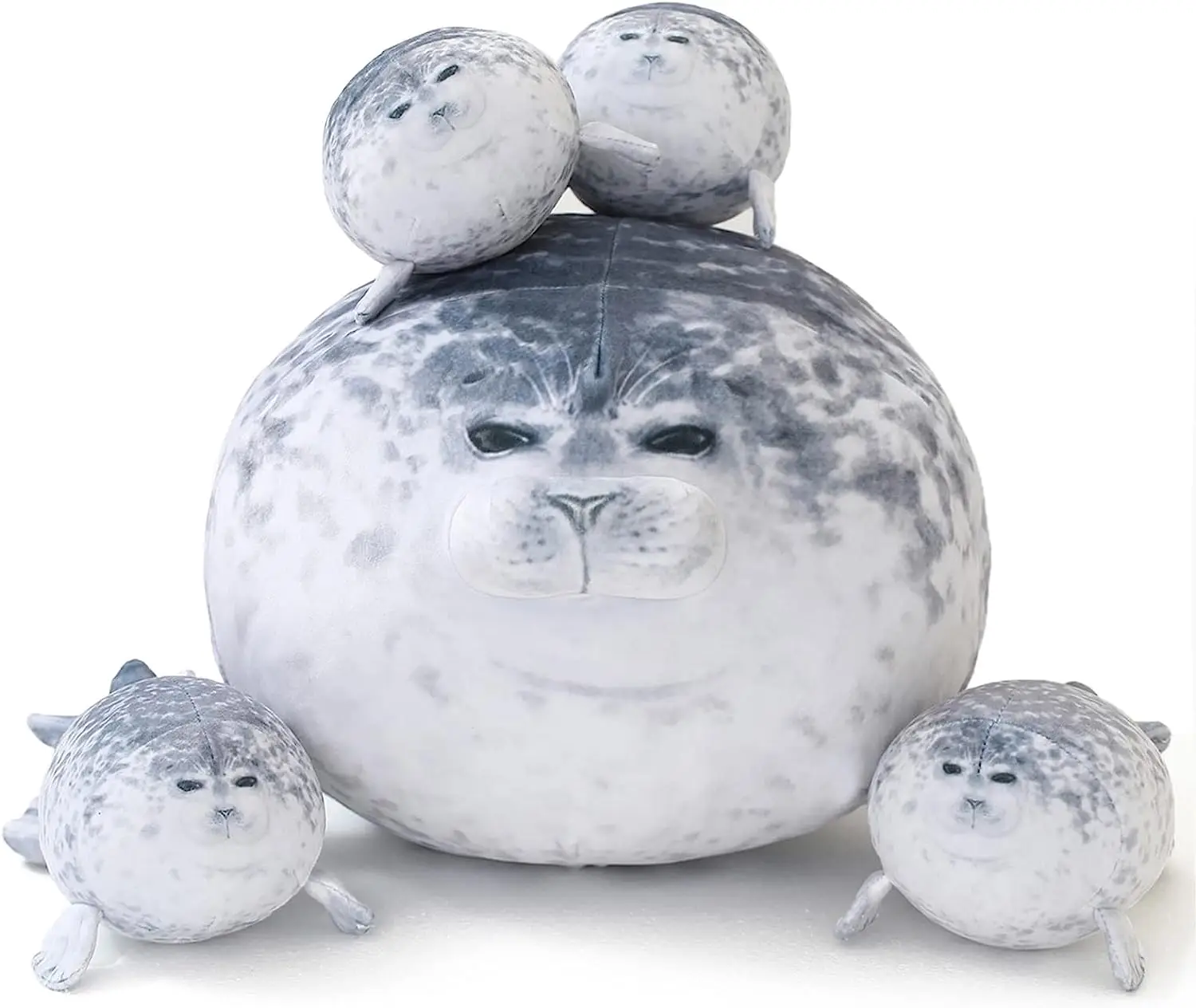 Cuddly Seal Plush Pillow with 4 Baby Seal Plushies In Her Tummy, Soft Hugging Stuffed Toy for anxity,Fun Seal Gift For Kids ,Outdoorfun cozyvibes