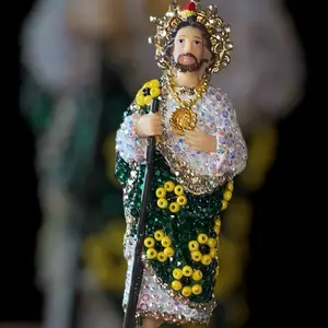 Mini Sunflower Rhinestone Saint Jude 3”in Handheld Wooden Cross Decor Decoration Ornaments