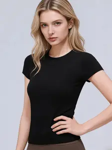 YUG ANJ Women’s Compression Shirt — Long or Short Sleeve Ultra‑Fine Merino Wool T‑Shirt with Crew Neck, Odor‑Resistant Base Layer for Travel and Hiking. New breathable odor‑resistant technology; moisture‑wicking T‑shirt. Versatile basic design suitable fo