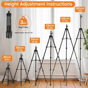 Phone Tripod with Selfie Stick, 70" Horizontal Overhead Tripod
