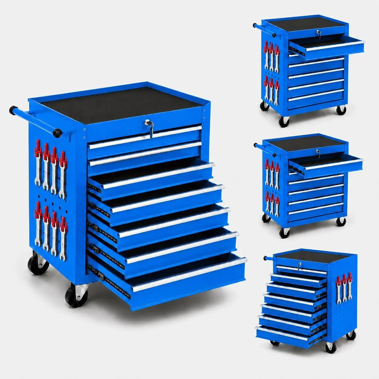 GAOMON 24 in Rolling Tool Chest with Wheels, 7-Drawer Locking Tool Storage Cabinet, Portable Organizer with Hooks, Heavy Duty Cart for Garage, Workshop