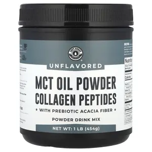 Left Coast Performance MCT Oil Powder Collagen Peptides with Prebiotic Acacia Fiber, Unflavored, 1 lb (454 g)