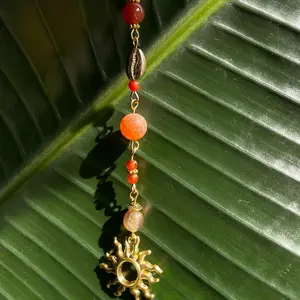 Carnelian Crystal Hair Clip for Straight, Curly, Braids, and Locs