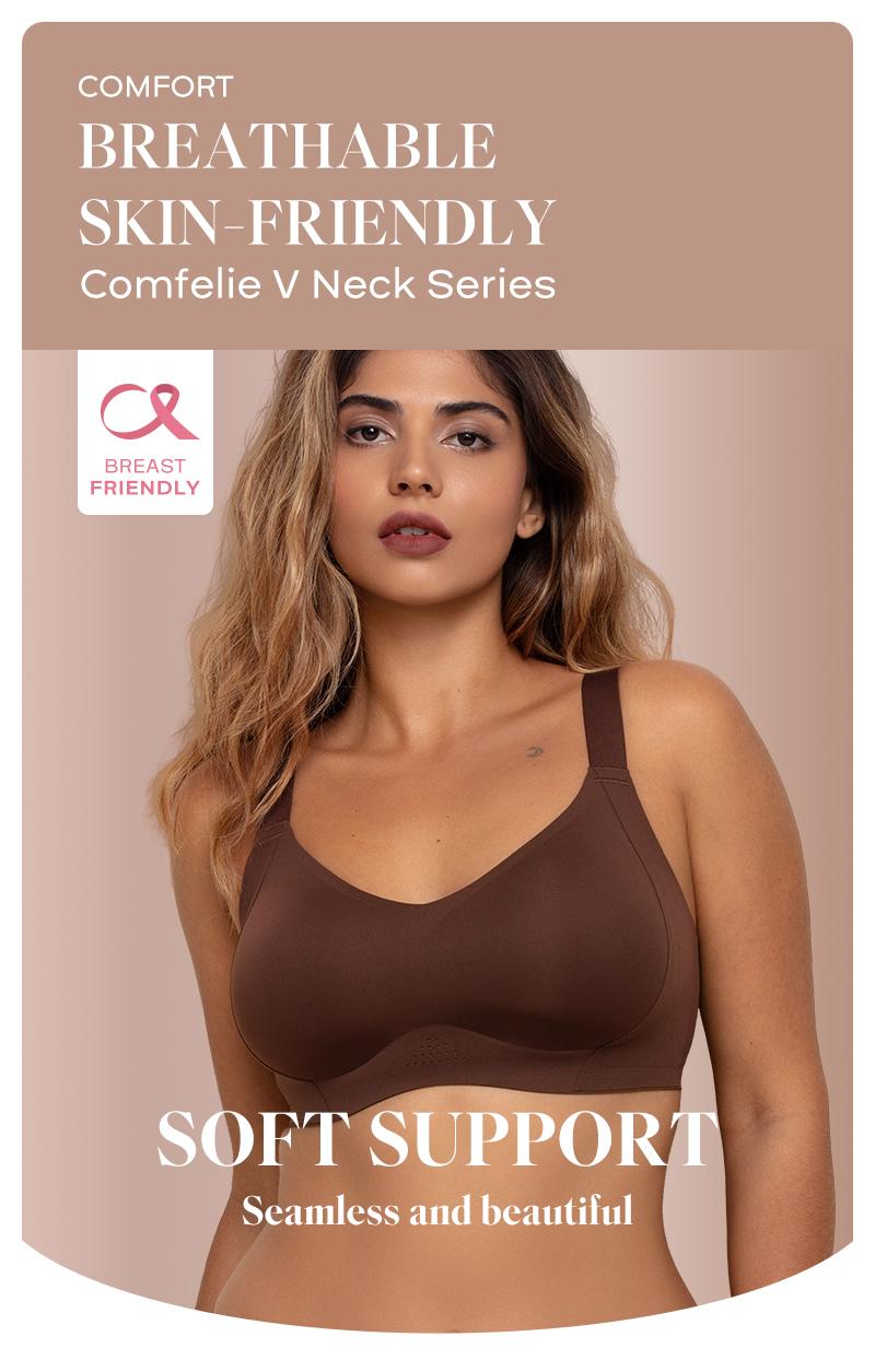 [Flash Sale]COMFELIE Plus size L-4XL Wireless Bra, Women Full Coverage No Underwire Comfort Smoothing Bralette for Workout Everyday Bras EB029