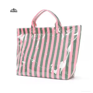 PineRise Striped Tote Bag High Appearance Lightweight Handbag Large Capacity Portable Shoulder Bag for Commute Travel Daily Outdoor Use