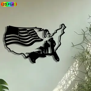 1pc American Flag with Soldiers Metal Wall Art, Patriotic Silhouette Statue Mural, Intricate Craftsmanship, Modern Design, Perfect for Veterans Day, Independence Day Decor, Living Room Garage Patio Wall Decor, Gift for Patriotic Decor Enthusiasts