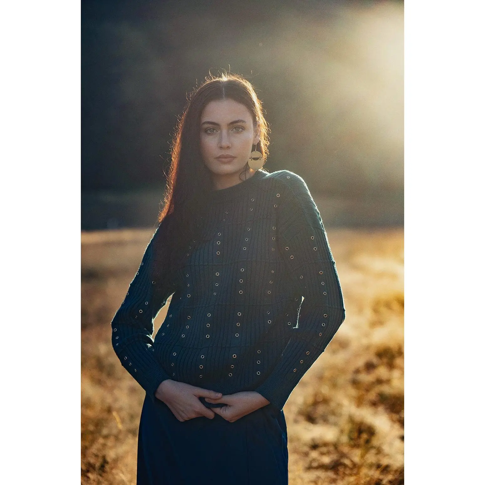 Grommet Sweater-Turquoise