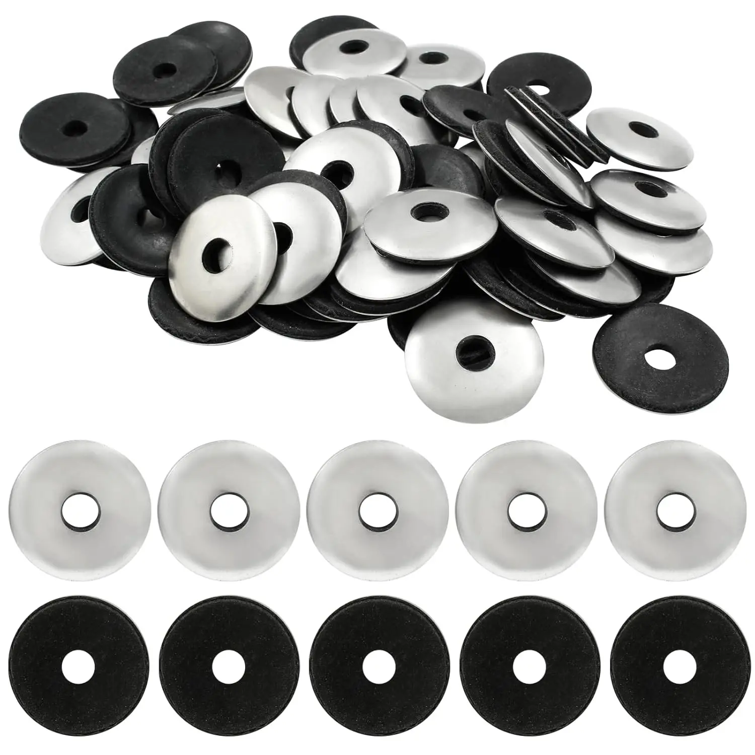 60 Pcs 1/4" x 1" Neoprene Washers, Stainless Steel Neoprene EPDM Bonded Sealing Washers Rubber Washers Gasket Assortment Kit for Screws(M6.3 x 25mm)