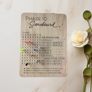 Phase 10 Score Board - Premium Wooden Scoring Card for Family Game Night, Perfect Party & Activity Accessory