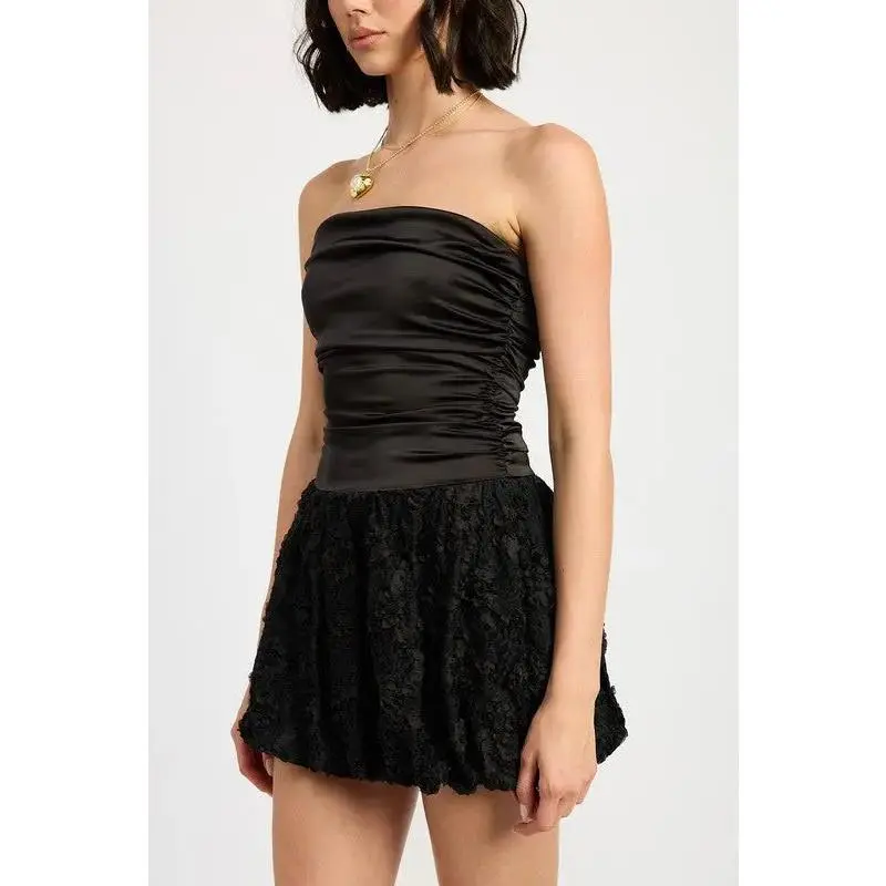 Ruched Bubble Mini Tube Dress