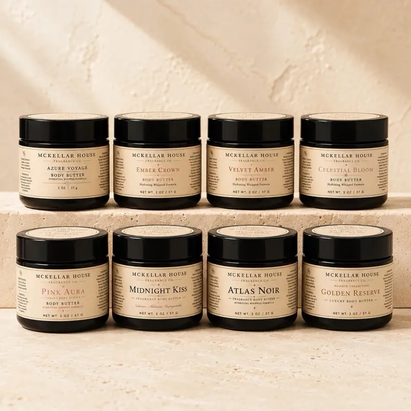 2 oz Luxury Fragrance Body Butter - Long-Lasting, Moisturizing, Skin-Softening Whipped Body Butter (8 Scents Available), 2Oz, Moisturizes Gentle Exfoliating
