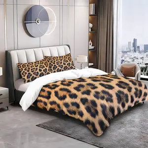 2/3pcs Leopard Print Duvet Cover Set, 3D Faux Fur Comforter Cover, Soft Microfiber Bedding Set (No Filler), African Safari Animal Quilt Cover for Kid Boy Men Room Decorative, Bedroom Bedding Set, All Seasons