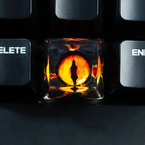 Handmade Epoxy Resin Dragon Eye Keyboard Key with Dragon Volcano Eye Design - Compatible for Cherry MX Switches, SA Height, Gamer Accessory & Gift for Men/Women, Durable Resin for PC Typing (Artistic)